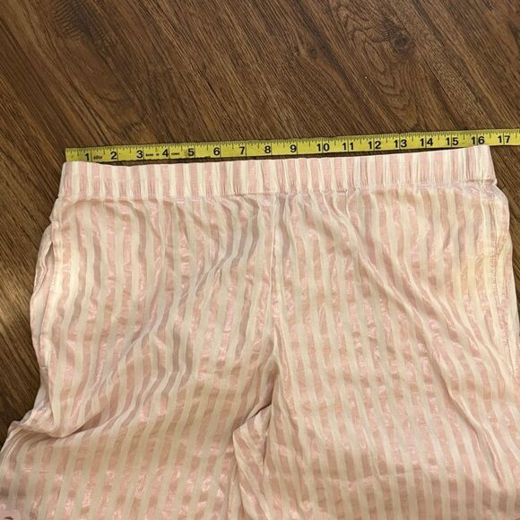 Victoria’s Secret Metallic Striped Long Sleeve And Pants Pajama Set Pink White L - Picture 9 of 10